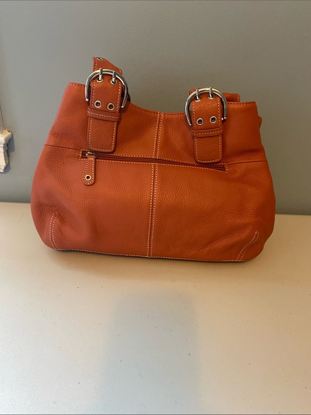 Tignanello Burnt Orange Leather Shoulder Tote - Picture 3 of 8